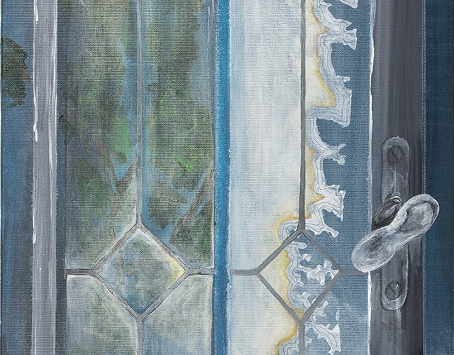 narrow blue window, 2018, acrylic on canvas, 40/60 cm