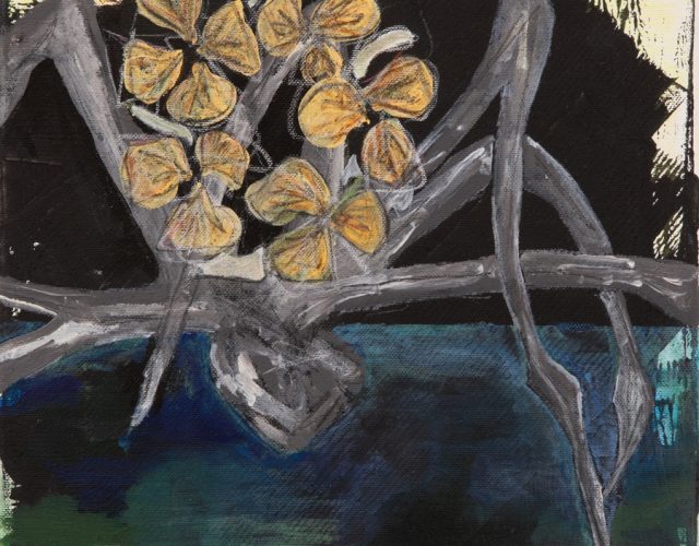 Spider with Bouquet, 2020, acrylic on canvas, 30/30 cm