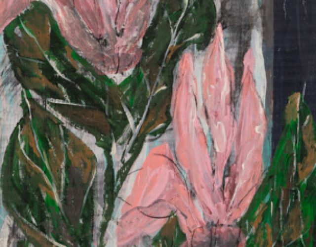 Cyclamen, 2022, acrylic on wood, 50/100 cm