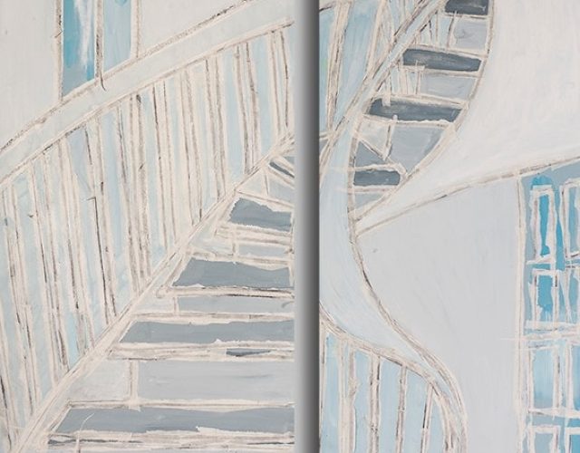 White Stairs, 2019, acrylic on wood, 80/120 cm